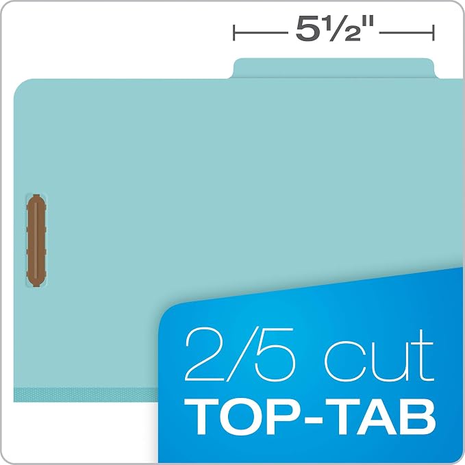 Pendaflex Classification Folders, Standard, 3 Dividers, Embedded Fasteners, 2/5 Cut Tab, Blue, Legal Size, 10/BX (29094) - Image 5