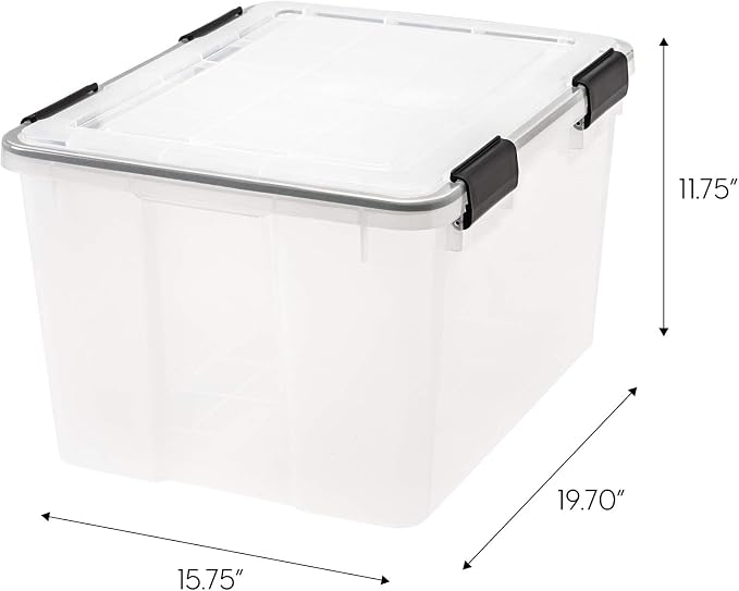 IRIS USA 46 Quart WEATHERPRO Plastic Storage Box with Durable Lid and Seal and Secure Latching Buckles, Clear with Black Buckles, 1 Pack - Image 8