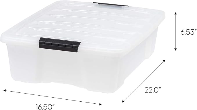IRIS USA 6-Pack 27 Quart Storage Bins with Lids, Pearl | Conceals contents for a clean look. Great for linens, décor, closet storage, and supplies. Nestable design saves space - Image 3