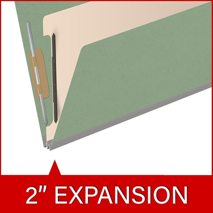 Ecom Folders Top Tab Pressboard Classification Folders | Legal Size 25 Pt Stock with 1 Divider | 2/5 Cut ROC Tab for Medical & Office Filing | 4 Filing Sections | Green, Box of 10 - Image 7