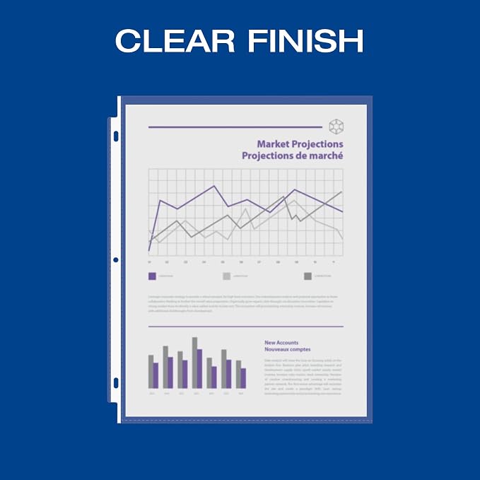 Oxford Sheet Protectors, Clear Finish, Page Protectors for 3 Ring Binder,Top Load, Letter Size Plastic Sleeves, Reinforced 3 Hole Punch for Binders, 200 per Box (33268) - Image 2
