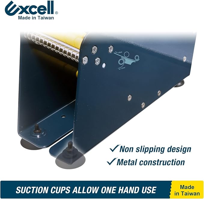Excell LD-318 Manual Metal Label Dispenser (Fits 3" Wide Labels) | Pull-and-take design for easy peeling. Fits 3" wide multi-rolls. Sturdy metal dispenser with 4 non-slip suction cups. - Image 5