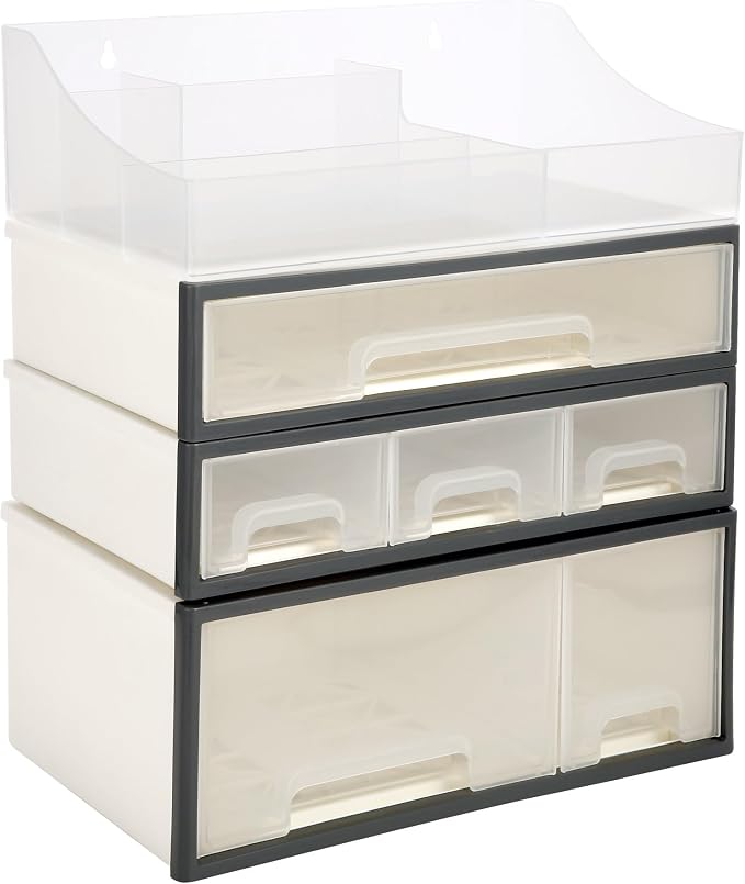 Makeup Organizer, Cosmetic & Medicine Storage Box, 4-Piece 6-Drawer & 5-Slot Transparent Desktop Stationery & Kitchen Spices Organizer - Image 7