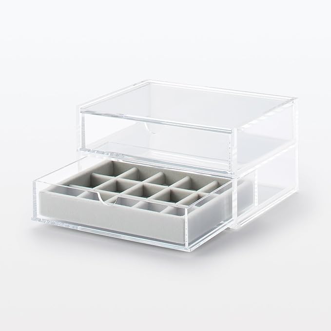 MUJI Acrylic Stackable 2 Drawer Sorage Case with Lid, Small, 17.5 cm Width x 13 cm Depth x 9.5 cm Height - Image 8