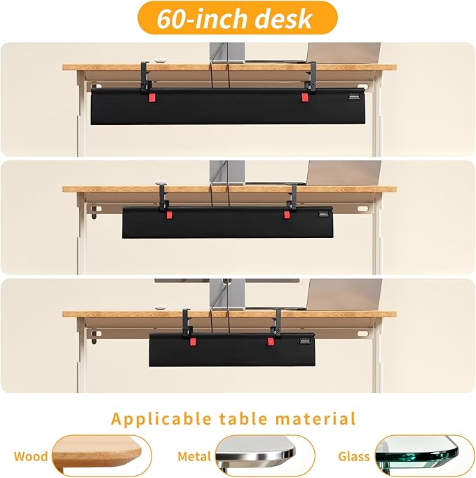 Under Desk Cable Management Tray No Drill,48Inch Cable Management,Black | Clamp and Screw Mount Cable Management Tray, Extra Large Capacity Desk Cable Management, Fabric Wire Management for Office - Image 6