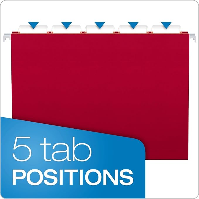 Pendaflex Colored Hanging File Folders Letter Size with 1/5 Cut Adjustable Tabs, 8.5 X 11-12 Assorted Colors, 100 Pack - Image 7