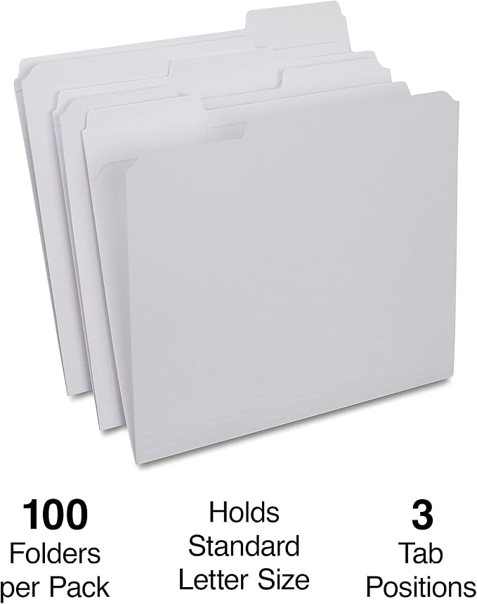 Staples File Folder, Letter Size, White, Reinforced 3‑Tab Design for Long‑Term Filing, 200/Carton - Image 2