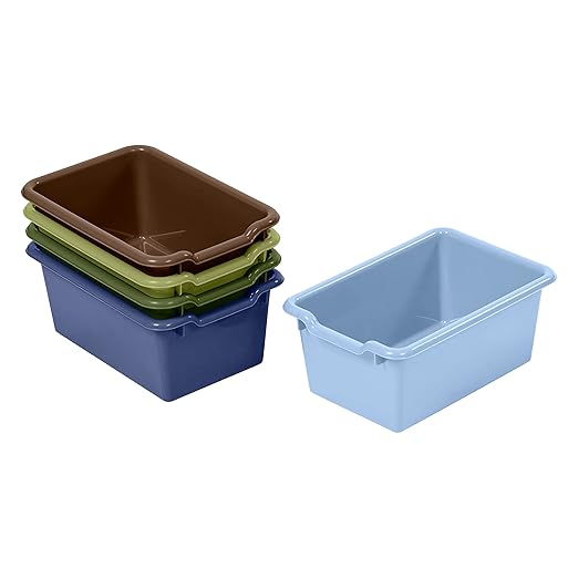 ECR4Kids Scoop Front Storage Bin, Multipurpose Organization, Earthtone, 5-Piece by ECR4Kids