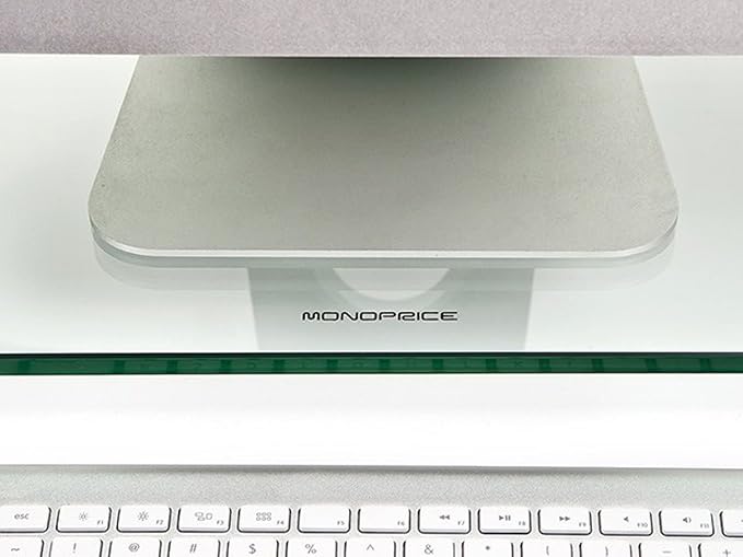 Monoprice Multimedia Desktop Stand 22 Inch x 9.5 Inch - Stand & Riser, Laptop Stand, Desktop TV Stand w/ Height Adjustable Legs - Workstream Collection, Clear - Image 5
