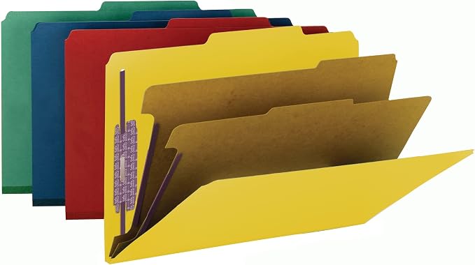 Smead PressGuard Classification File Folder with SafeSHIELD Fasteners, 2 Dividers, 2" Expansion, Legal Size, Yellow, 10 per Box (19203) - Image 3