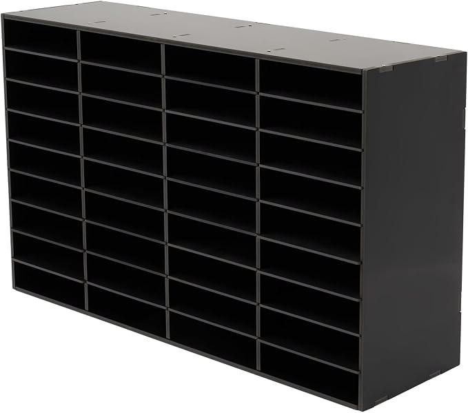 Literature Organizer, Desktop File Sorter Mail Center, Paper Storage Cabinet with 36 Slots Compartments for Home School Office (36 Slots Black) by MhdunueSK