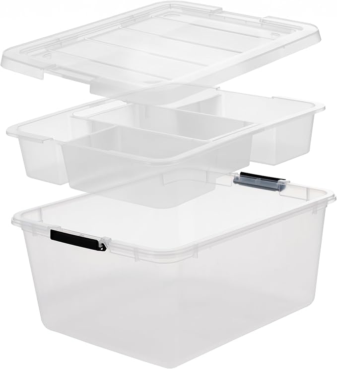 IRIS USA 6-Pack 18 Quart Clip Box with Latching Lid | Latching lid secures office and household supplies. Stackable, nestable design maximizes storage space - Image 6