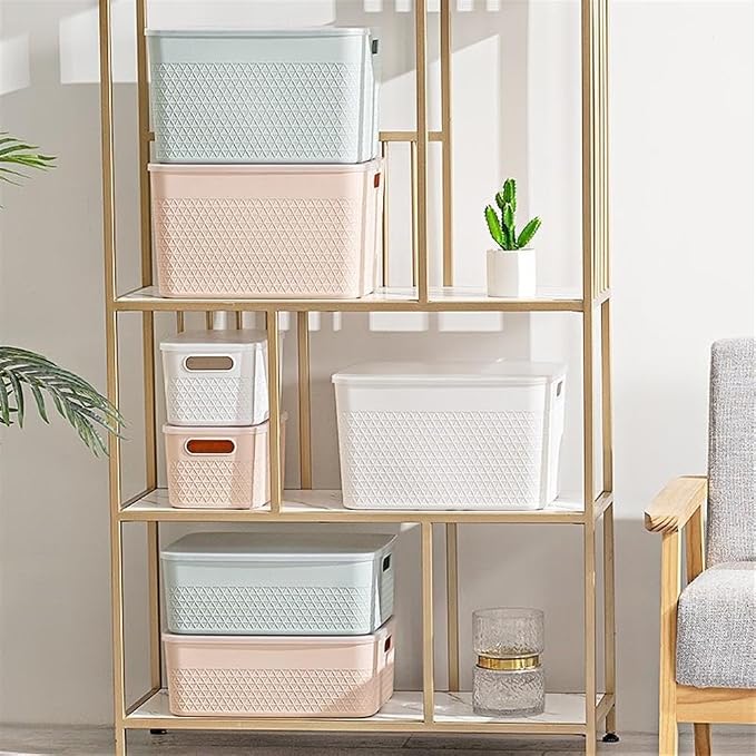 Lidded Storage Bin Organizer | Storage Organizing Container, 4 Liter, Set of 6, Mint - Image 5