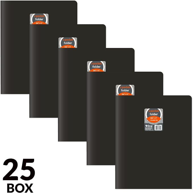 C-Line Two-Pocket Heavyweight Poly Portfolio, For Letter Size Papers, Includes Business Card Slot, 1 Display Case of 25 Portfolios, Black (33951-25) - Image 5