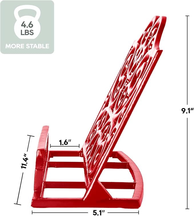 JOGREFUL Cast Iron Cookbook Stand, Kitchen Recipe Holder Scrollwork Red | Heavy-Duty Book Vintage Holder, Reading Rest Holder for Easel/Counter/Books/Magazine/iPad/Bible - Image 2