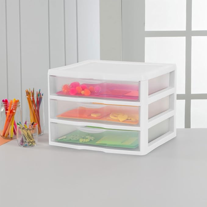 Sterilite Wide 3 Drawer Organizer, Clear Countertop/Desk Storage, 3 Pack | Organizing Plastic Storage Drawers and Containers for Home, Office, Desk, Clothes, Kitchen, and Pantry - Image 6