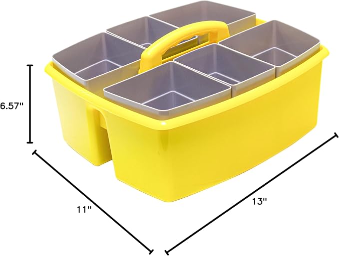 Storex Large Classroom Caddy with Cups, 13 x 11 x 6.575 Inches, Yellow, Case of 2 (00982A02C) - Image 9