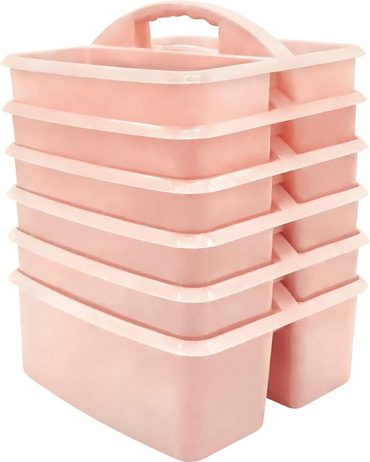 Teacher Created Resources Blush Portable Plastic Storage Caddy 6-Pack for Classrooms, Kids Room, and Office Organization, 3 Compartments by TeacherCreatedResourcesOS