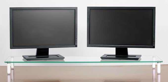 Kantek Extra-Wide Glass Monitor Riser with 8mm Tempered Glass Platform and 60-Pound Capacity, Clear Glass (MS380), 3.3" x 39.4" x 10.2" - Image 7