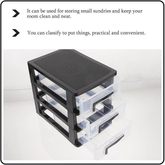 Cabilock 3 Tier Plastic Storage Cabinet 8.30X7.55X5.98In Multi-Layer Drawer Organizer Portable Storage Box for Office Study Small Space Use - Image 4