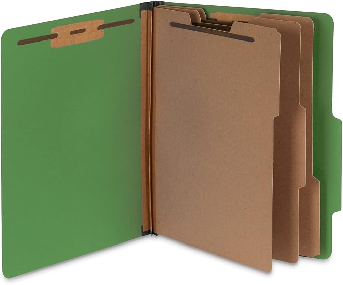 Blue Summit Supplies 10 Green Classification Folders, 3 Divider, Letter | Heavy duty 25pt green pressboard, 3 dividers, 2 in expansion, 2 prong, medical records and client files - Image 8