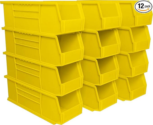 Akro-Mils 30234 AkroBins Plastic Storage Bins, 15"x5"x5", Yellow, 12-Pack by Akro-Mils