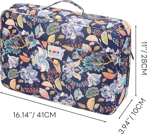 JAKAGO 480 Slots Colored Pencil Case Extra Large Capacity Pen Holder for Artist Painter Zipper Organizer Bag for Marker Highlighter Storage Case for Office Sketch Travel Supplies (Retro Flower) - Image 2