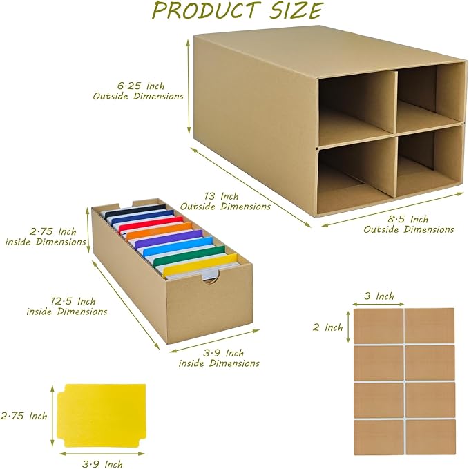 6 Sets Trading Card Storage Boxes, Includes 24-750 CT Boxes & 96 Dividers, 18000+ Trading Cards Organizer for Collectible Card Games, Sports Cards, TCG, with Labels & Pen - Image 2