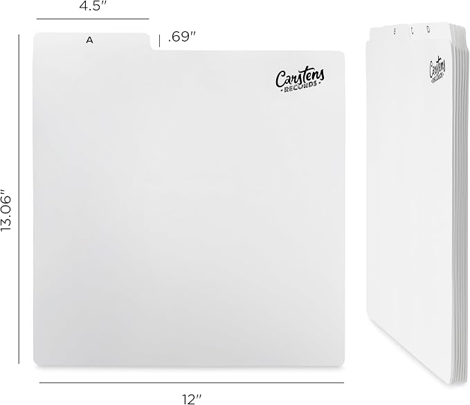 Carstens Records Heavy Duty Vinyl Album Dividers A-Z | 12" Organizers with Tabs | Pack of 26 White | Made in The USA | for Top Browsing - Image 6