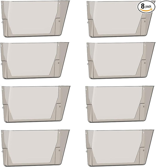Gawerk Clear Acrylic Single Pocket, Plastic Hanging Wall Mount File Holder for Office Home (Gray, 8 Pack) by Gawerk