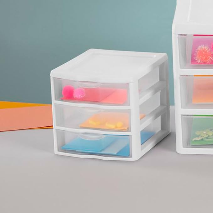 Sterilite Clearview Plastic Multipurpose Small 3 Drawer Desktop Storage Organization Unit for Home, Classrooms, or Office Spaces, White, 6 Pack | White - Organizing Drawers, Containers for Bathroom, Closet, Kitchen, and Bedroom - Image 8