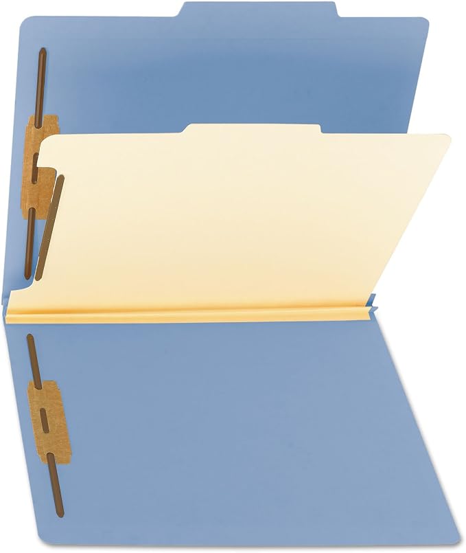 Smead Classification File Folder, 2" Expansion, 2/5-Cut Tab, Letter Size, 10 per Box (1 Divider, Blue) - Image 2