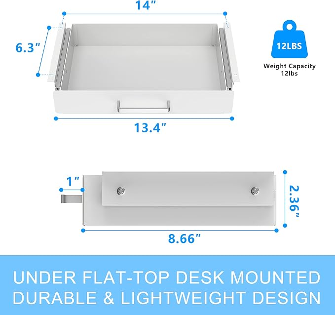 Gome Under Desk Pull-Out Drawer - Storage Organizer Office Mounted, Easy Slide-Out Pencil Drawer for Saving Space, Ideal for Sit-Stand Workstation - Image 2