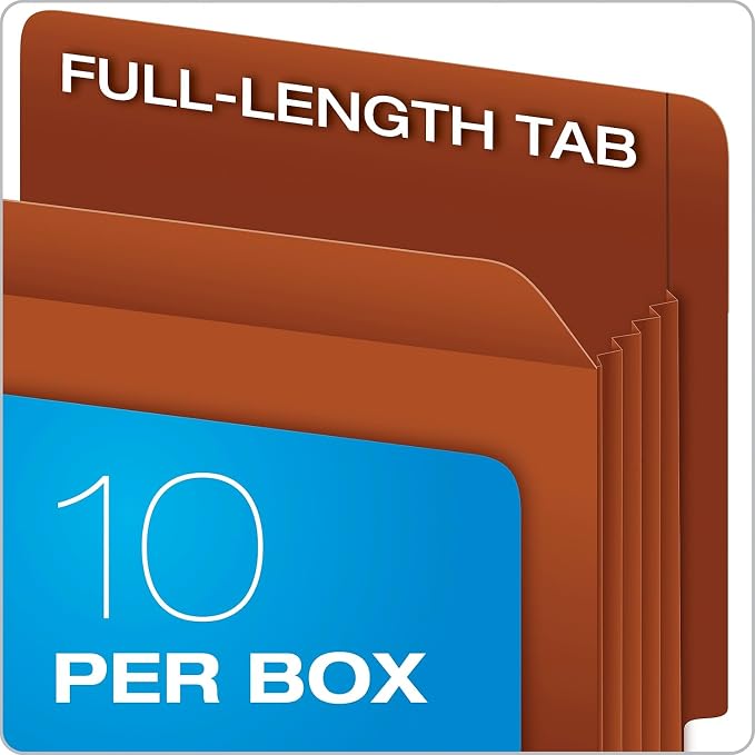 Pendaflex 95363 Heavy-Duty End Tab File Pockets, Straight Cut, 1 Pocket, Letter, Brown (Box of 10), Red - Image 6