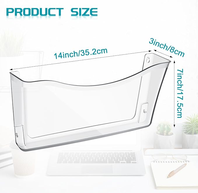 Colarr 12 Pcs Expandable Pocket Wall File Set Plastic Wall Mountable Space Saving Files Office Wall Organizer Wall Mount File Holder Wall Hanging File Organizer for Mail Letter Magazine (Clear) - Image 2