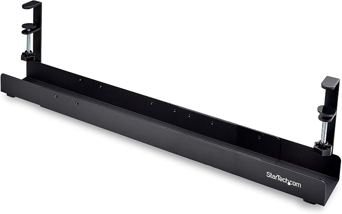 StarTech Under Desk Cable Management Tray, Black (CALB-Desk-Cable-Tray) | Clamp-On Installation, No Drilling Required, Length Adjustable - Image 7