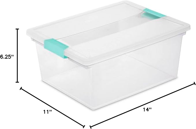 Sterilite Deep Clip Box, Stackable Small Storage Bin with Latching Lid, Plastic Container to Organize Paper, Office, Home, Clear Base and Lid, 1-Pack - Image 2