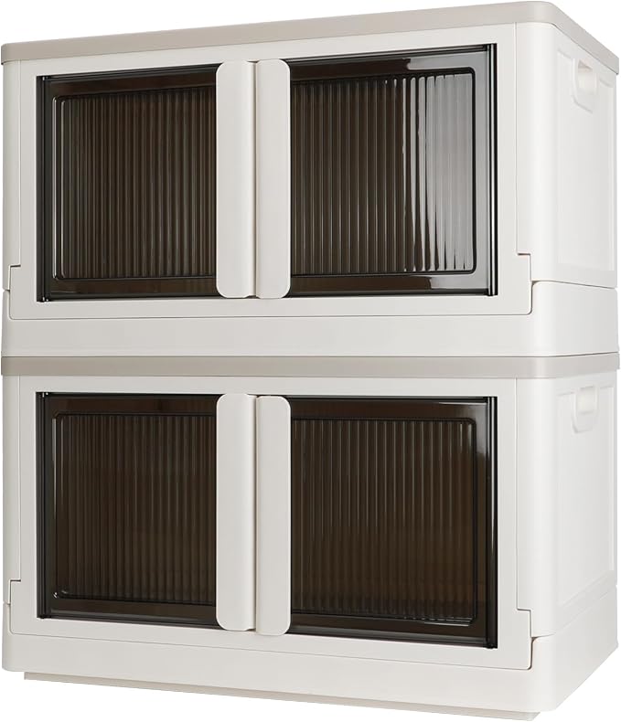 Storage Box, Cabinet with Lids, Extra Large Useful Box, 19 Gallons (72L) Capacity (Each One), 2 Packs, Collapsible, Installation Free, Nice for Home Organization by AssHMKITOfficial