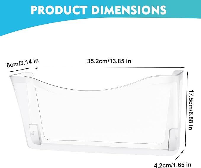 8 Pack Clear Single Pocket Hanging File Organizer, Plastic Wall Mount Paper Mails Magazines Holder, Mounted Folder Bins for Office, School and Home, 13.85x3.14x6.88 inches - Image 2