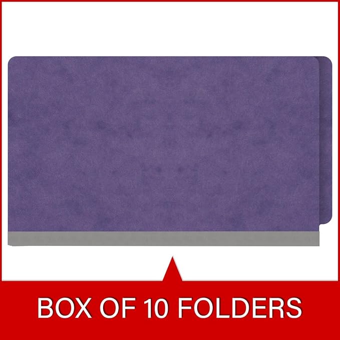 Ecom Folders End Tab Pressboard File Folders | Legal Size 25 Pt Stock with 2" Tyvek Expansion | Full Cut Tabs for Medical Charts, Legal Documents & Office Records | Purple, Box of 25 - Image 6