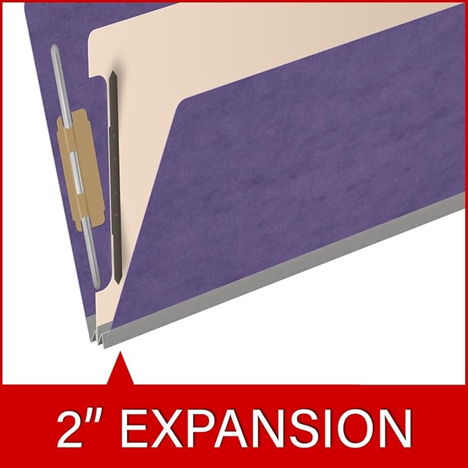 25 Pt. Pressboard Classification Folders, 2/5 Cut ROC Top Tab, Legal Size, 1 Divider, Purple (Box of 10) - Image 7