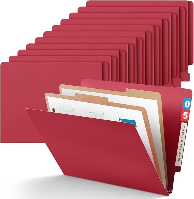 Skyygemm 24 Pack Classification Folders, Letter Size,2 Dividers,Dark Red | Pressboard File Folders, 2 Prong Fasteners, 2" Expanding, Manila, End Tab, for Office School Legal Records Medical by Skyygemm