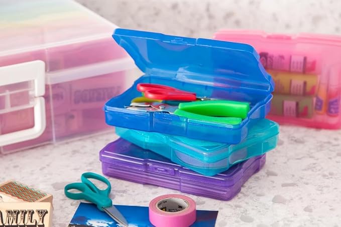 IRIS USA Photo Storage Box |Made in USA| 16 Cases - (2-Pack) - Clear/Multi | Fits 4" x 6" Pictures / Built-In Handle / Organizing Containers for Tasks, Stickers, Ephemera & Flashcards - Image 8
