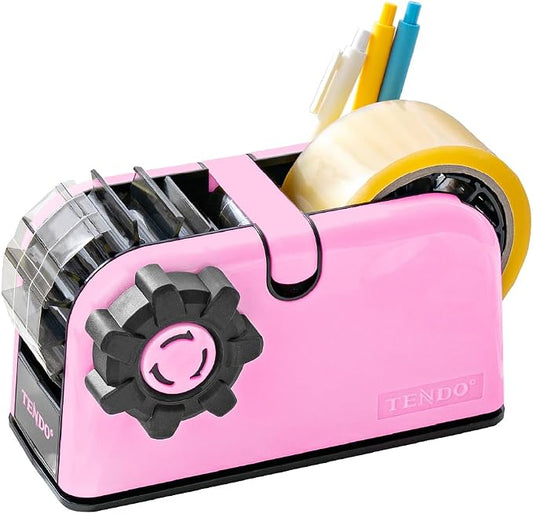 [TENDO°] TENDO Multi-Section Tape Dispenser, Custom Width Tape Cutter with 4 Cutting Sections, Built-in Safety Blade, Ergonomic Grip for Packing and Office Use, ZO-508(Pink) by TENDO