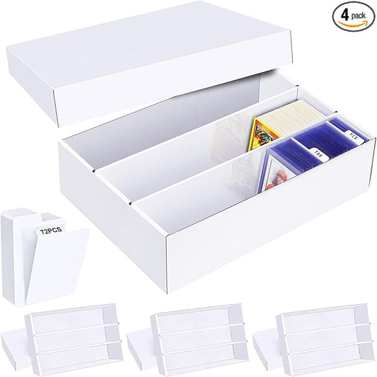 Trading Card Storage Box 4 Pack–2400 Count Cardboard Organizer with Dividers for MTG, TCG, Sports, Toploader, Commander by Leyzan