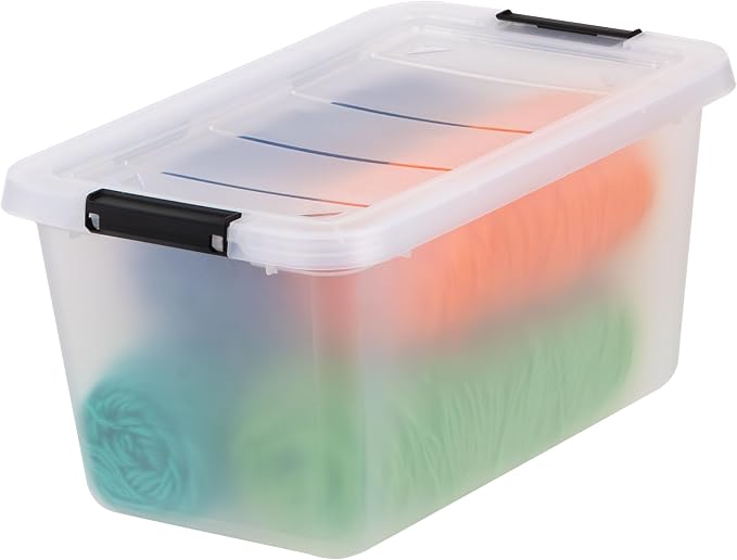 IRIS USA 6-Pack 13 Quart Clip Box with Latching Lid | Latching lid secures office and household supplies. Stackable, nestable design maximizes storage space - Image 7