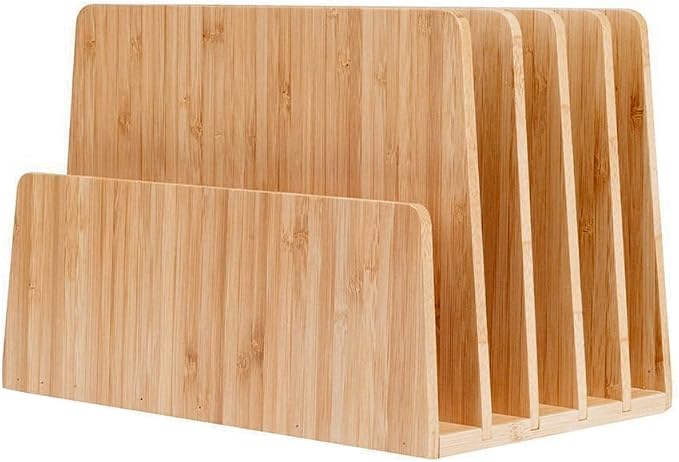 MobileVision Bamboo Desktop File Folder Organizer and Paper Tray, 5 Slots by MobileVision
