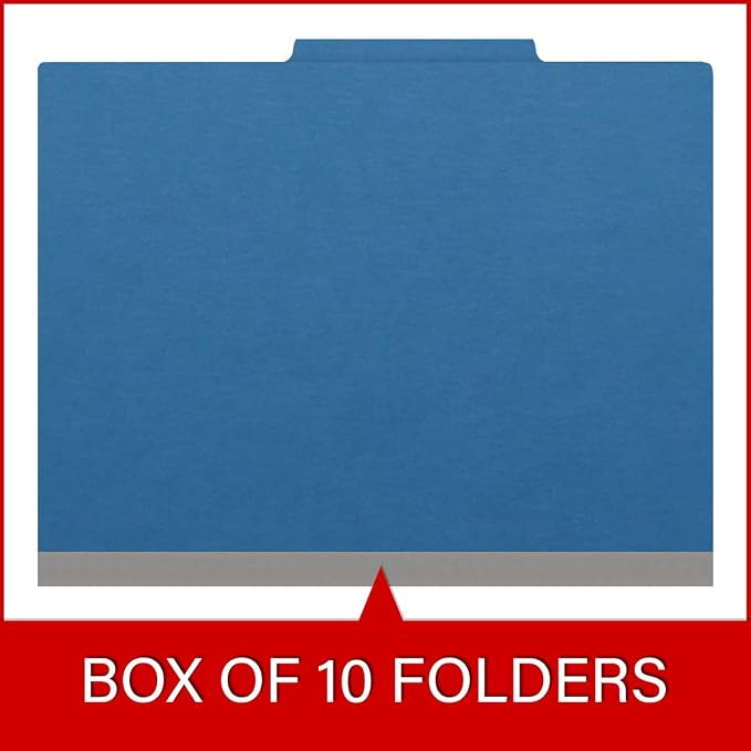 25 Pt. Pressboard Classification Folders, 2/5 Cut ROC Top Tab, Letter Size, 1 Divider, Royal Blue (Box of 10) - Image 6