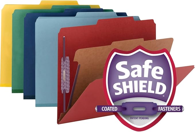 Smead Pressboard Classification File Folder with SafeSHIELD Fasteners, 1 Divider, 2" Expansion, Letter Size, Green, 10 per Box (13733) (Pack of 1) - Image 9