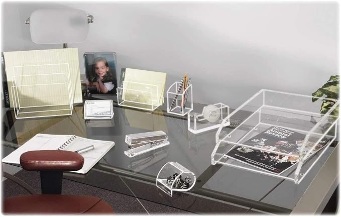 Kantek Clear Acrylic Double Large Letter Tray, 2 Tier Stackable Desk Organizer, Front Loading, 10.6" x 13.9" x 4.8", Non-Skid Feet, Office Organizer, Desk Accessory - Image 5